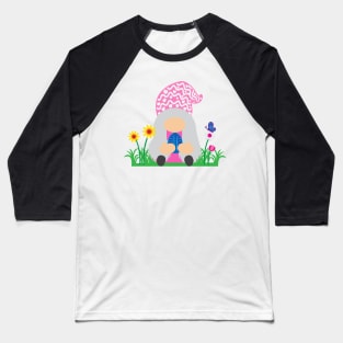 Easter Gnome Pink Hat in a Garden Baseball T-Shirt